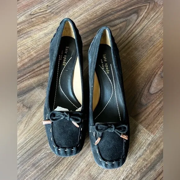 kate spade Black Suede Kitten Heels