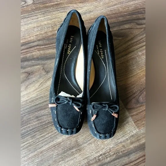 kate spade Black Suede Kitten Heels