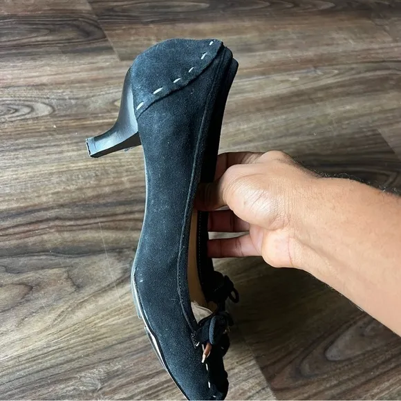 kate spade Black Suede Kitten Heels