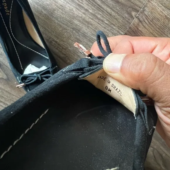 kate spade Black Suede Kitten Heels