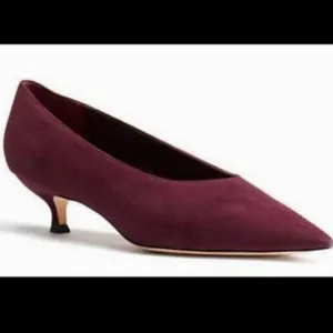 KATE SPADE Dale Kitten Heels In Deep Russe Goat Leather Pumps NIB