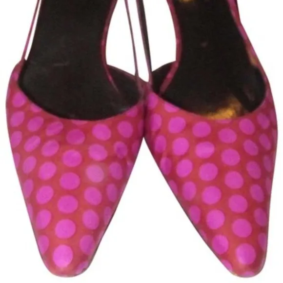 Kate Spade Fuchsia Polka Dots Over Brown Silk