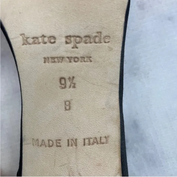 Kate Spade Happily Black Satin Rhinestone Embellished Slingback Heels