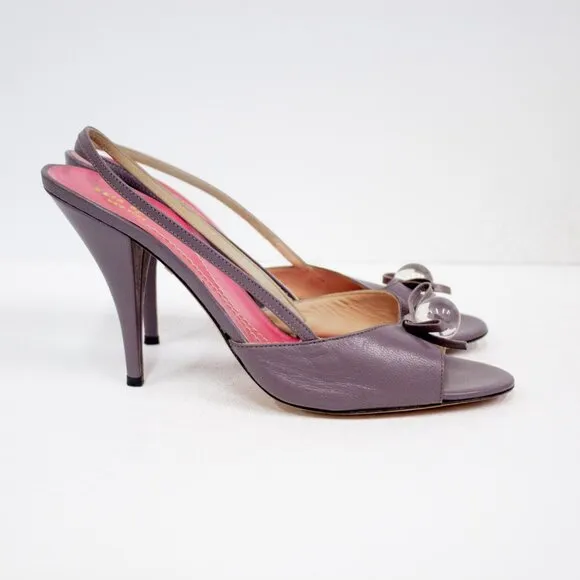 Kate Spade Hattie Leather Women's Slingback Heels Open Toe Amethyst/Kid Size 9.5