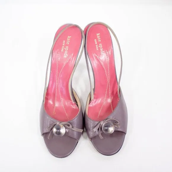 Kate Spade Hattie Leather Women's Slingback Heels Open Toe Amethyst/Kid Size 9.5
