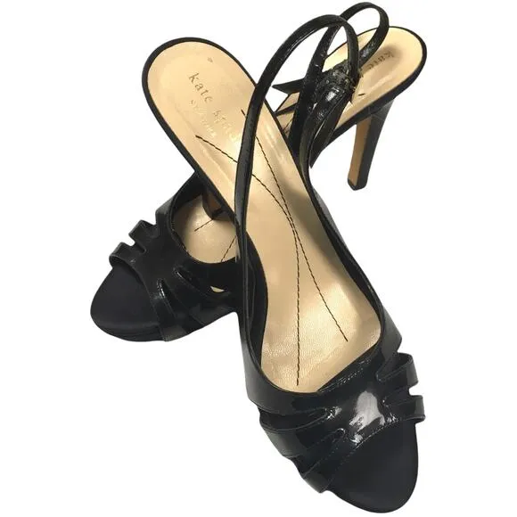 Kate Spade Heels Slingback Black Open Toe Stiletto Women's 9 High Heel Shoe