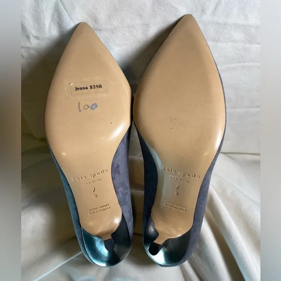 Kate Spade Jessa - Grey Suede w/Metallic Silver heel - NWOB