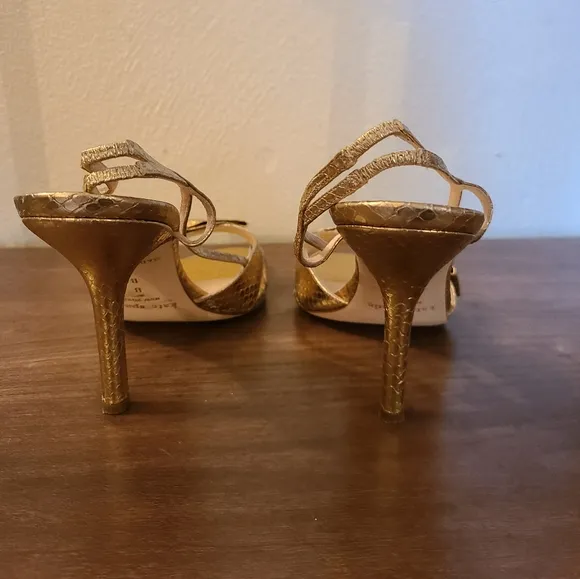 Kate Spade Lover Gold Snakeskin Stiletto Heels Size 8