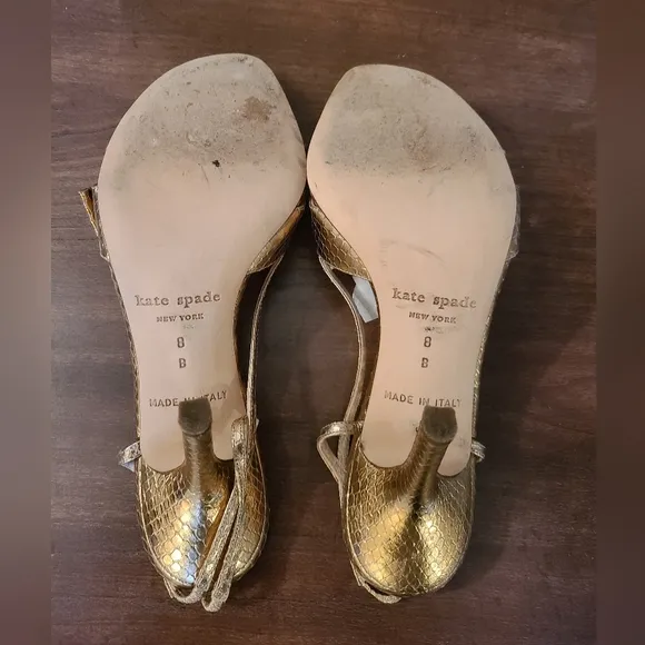 Kate Spade Lover Gold Snakeskin Stiletto Heels Size 8