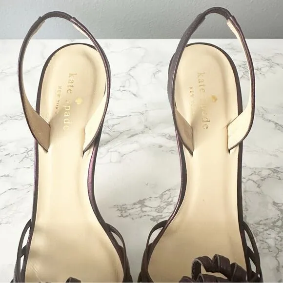 Kate Spade Napa Leather People Metallic Colby Slingnack Heels Women’s Size 8 NEW