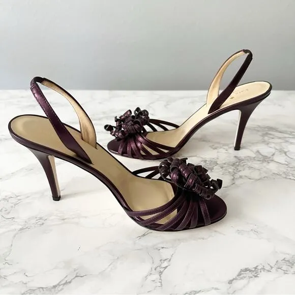Kate Spade Napa Leather People Metallic Colby Slingnack Heels Women’s Size 8 NEW