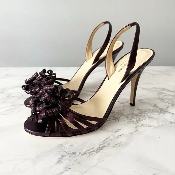 Kate Spade Napa Leather People Metallic Colby Slingnack Heels Women’s Size 8 NEW