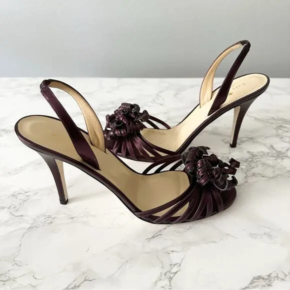 Kate Spade Napa Leather People Metallic Colby Slingnack Heels Women’s Size 8 NEW