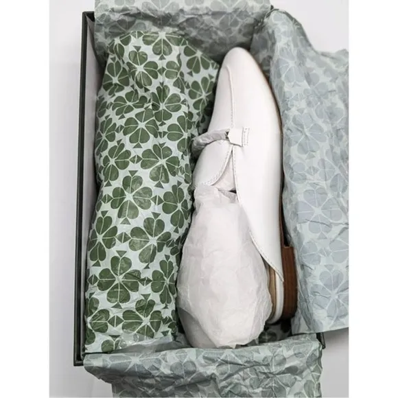 Kate Spade New York Women's Laura White Square Toe Flat Mules Size 8 (MSRP $198)