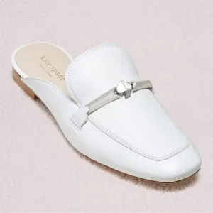 Kate Spade New York Women's Laura White Square Toe Flat Mules Size 8 (MSRP $198)