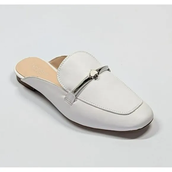 Kate Spade New York Women's Laura White Square Toe Flat Mules Size 8 (MSRP $198)