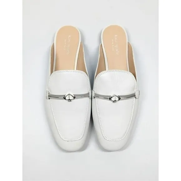Kate Spade New York Women's Laura White Square Toe Flat Mules Size 8 (MSRP $198)
