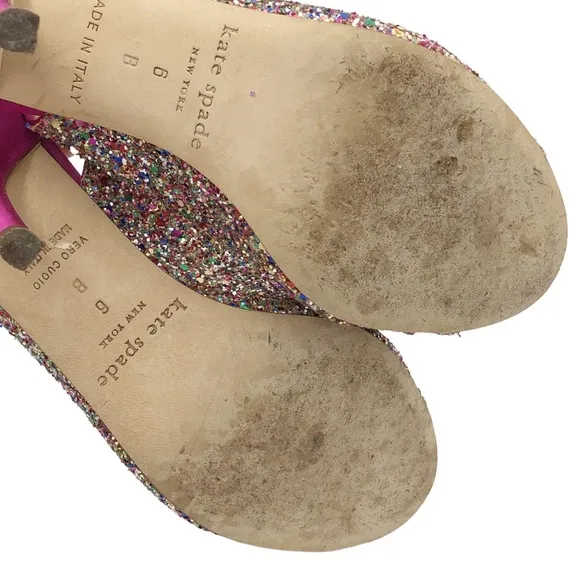 Kate Spade Rainbow Glitter Bow Slingback Heels 6