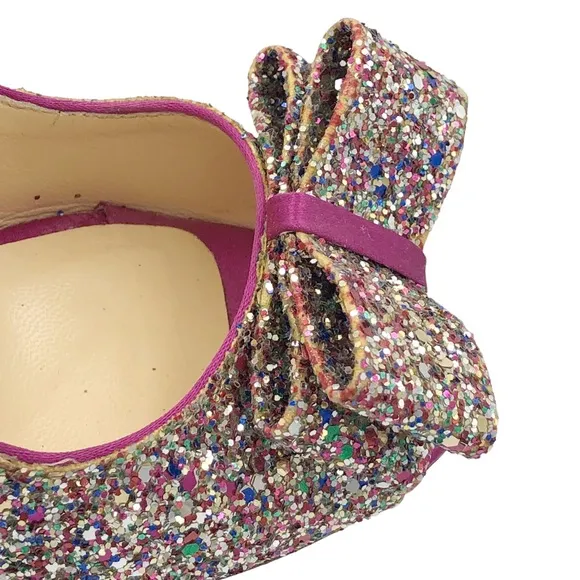 Kate Spade Rainbow Glitter Bow Slingback Heels 6