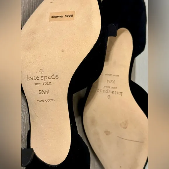 Kate Spade SHAYNA Black Suede Heels Size-9.5M New York.