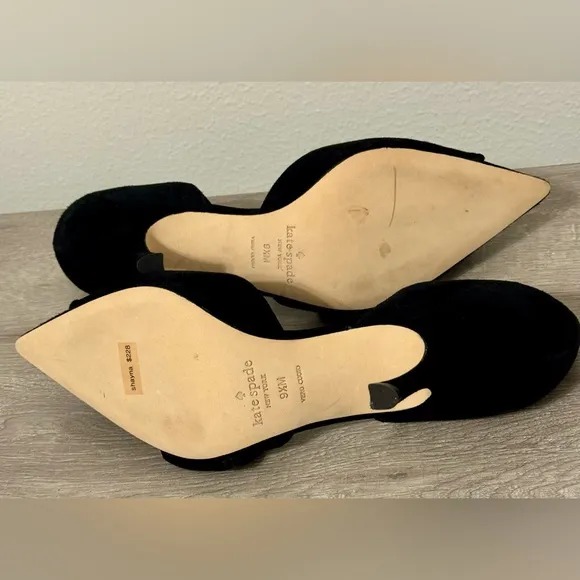 Kate Spade SHAYNA Black Suede Heels Size-9.5M New York.