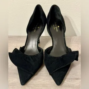 Kate Spade SHAYNA Black Suede Heels Size-9.5M New York.