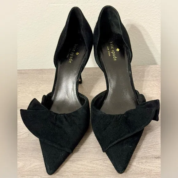 Kate Spade SHAYNA Black Suede Heels Size-9.5M New York.