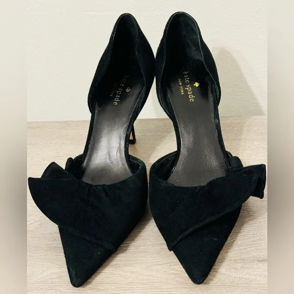 Kate Spade SHAYNA Black Suede Heels Size-9.5M New York.