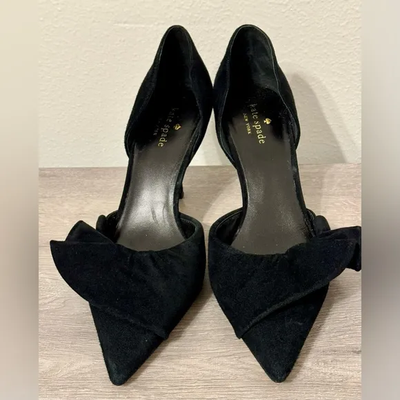 Kate Spade SHAYNA Black Suede Heels Size-9.5M New York.