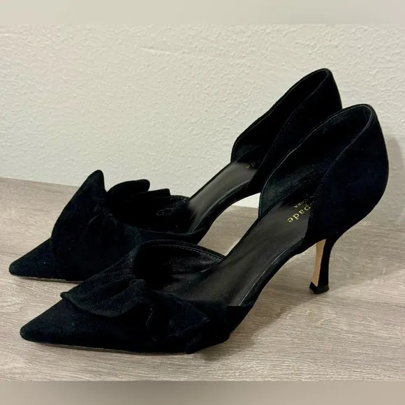 Kate Spade SHAYNA Black Suede Heels Size-9.5M New York.