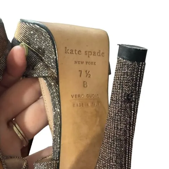 Kate Spade Shimmer Slingback Heels With A Front Bow Knot Size 7 1/2