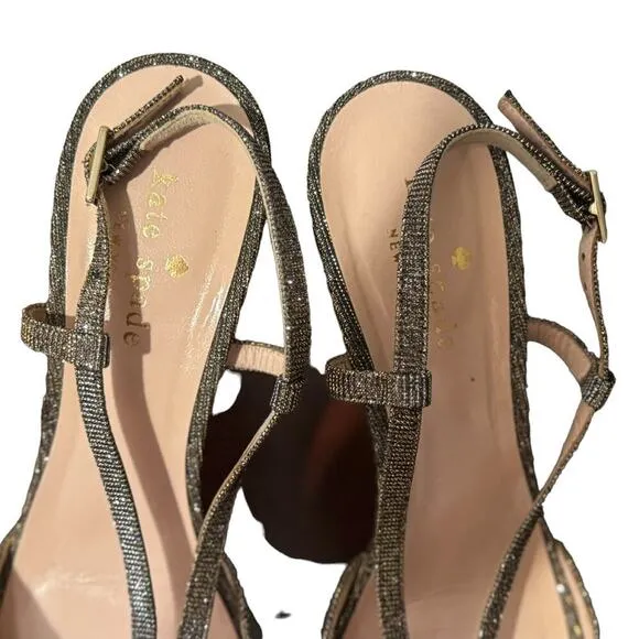 Kate Spade Shimmer Slingback Heels With A Front Bow Knot Size 7 1/2
