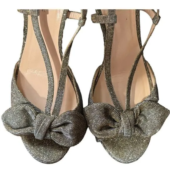 Kate Spade Shimmer Slingback Heels With A Front Bow Knot Size 7 1/2