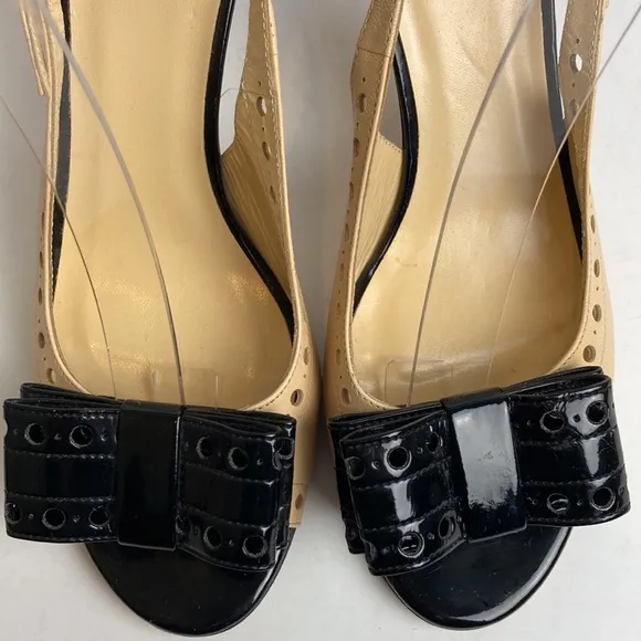 Kate Spade Two-toned Monica Slingback Heels 8.5 Patent Leather Preppy Office