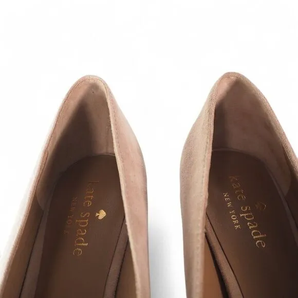 Kate Spade Dale Suede Pointed Toe Low Heel Pumps Cashmere Kid Beige Women's 8M