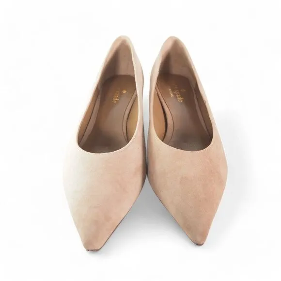 Kate Spade Dale Suede Pointed Toe Low Heel Pumps Cashmere Kid Beige Women's 8M