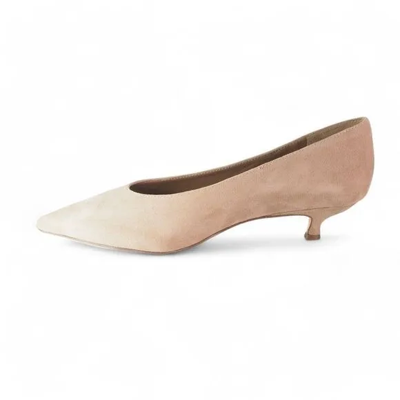 Kate Spade Dale Suede Pointed Toe Low Heel Pumps Cashmere Kid Beige Women's 8M