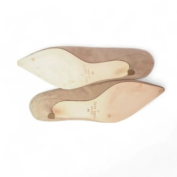 Kate Spade Dale Suede Pointed Toe Low Heel Pumps Cashmere Kid Beige Women's 8M