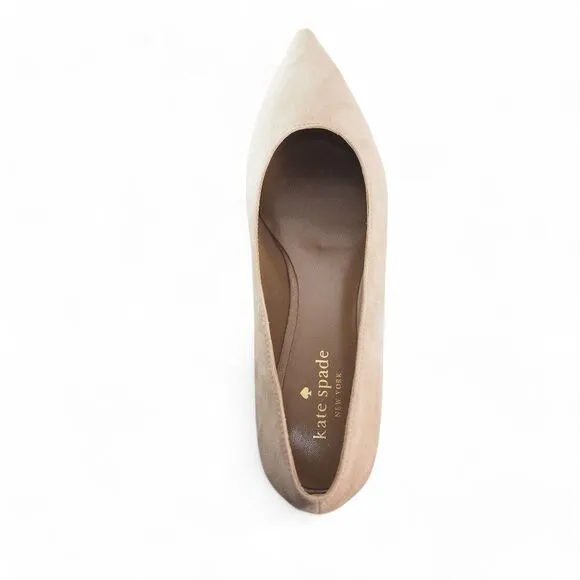 Kate Spade Dale Suede Pointed Toe Low Heel Pumps Cashmere Kid Beige Women's 8M
