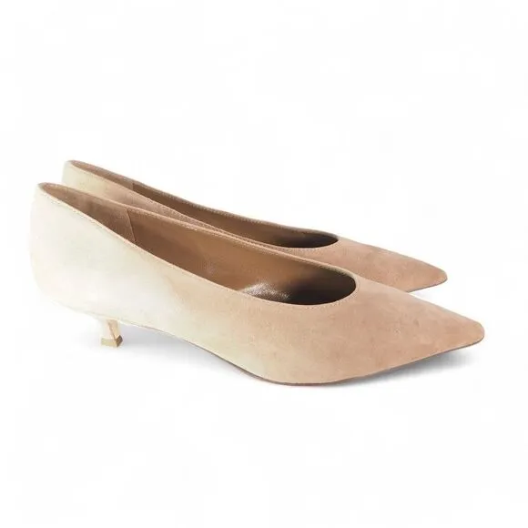 Kate Spade Dale Suede Pointed Toe Low Heel Pumps Cashmere Kid Beige Women's 8M