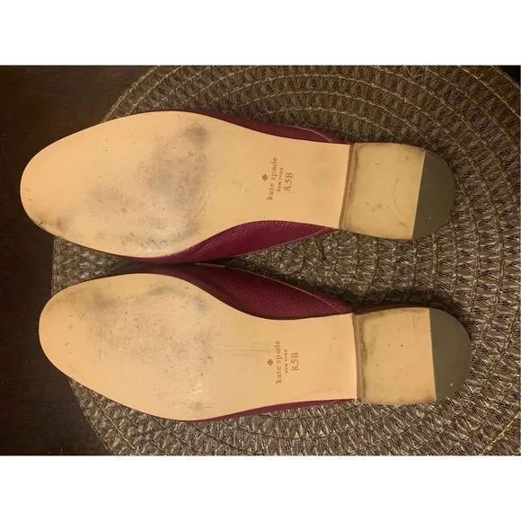 ♠️Kate Spade Caelyn 2 Pebbled Leather Flat Loafer Mules Blackberry Preserves Siz
