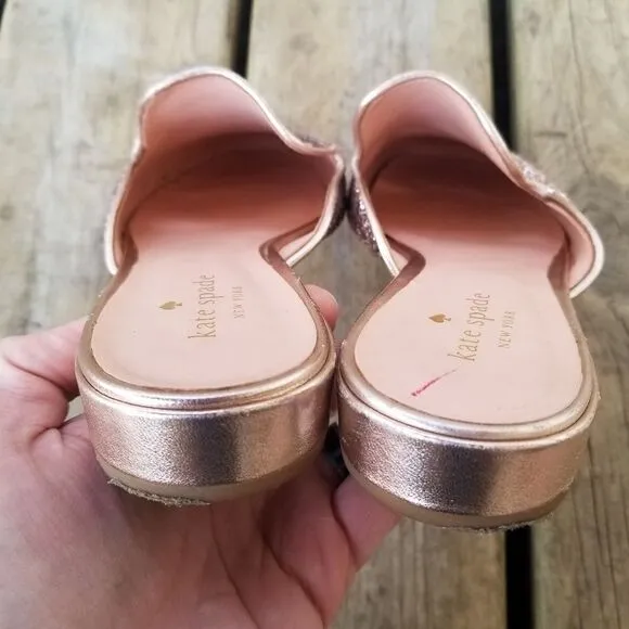 Kate Spade Gowen Pink Glitter Glitz and Glam Slip-on Mules 8.5