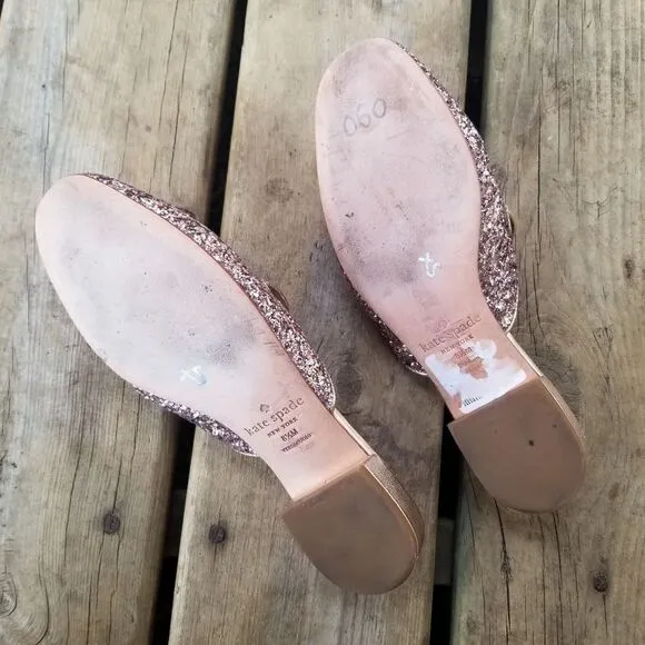 Kate Spade Gowen Pink Glitter Glitz and Glam Slip-on Mules 8.5