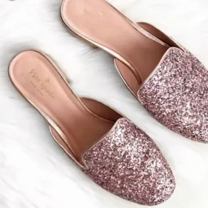 Kate Spade Gowen Pink Glitter Glitz and Glam Slip-on Mules 8.5