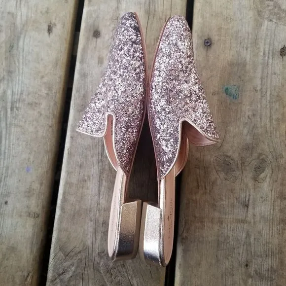 Kate Spade Gowen Pink Glitter Glitz and Glam Slip-on Mules 8.5