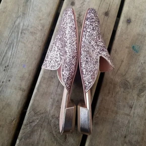 Kate Spade Gowen Pink Glitter Glitz and Glam Slip-on Mules 8.5
