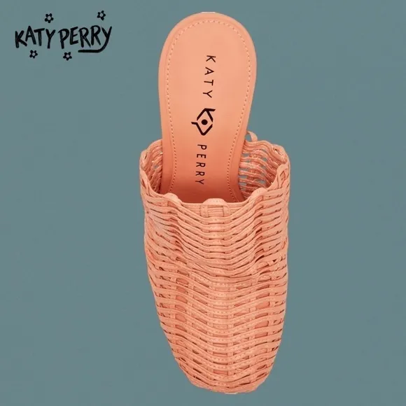 KATY PERRY The Beed Artistic Sculpted Silver Heel Zigzag Woven Mule 10M/NWT