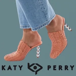 KATY PERRY The Beed Artistic Sculpted Silver Heel Zigzag Woven Mule 10M/NWT