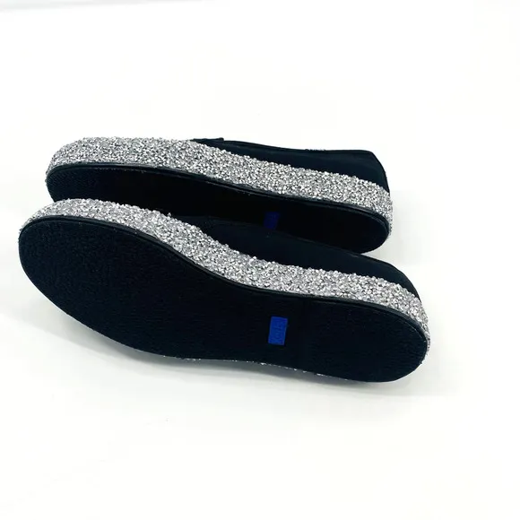 Keds Triple Decker Rock Salt Glitter Slip On Black Platform Sneaker Sz 8.5 NWOB