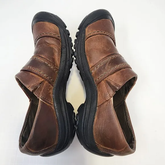 Keen Women Kaci Brown Leather Slip On Clogs Shoes Size 6.5 Outdoor Hiking Casual